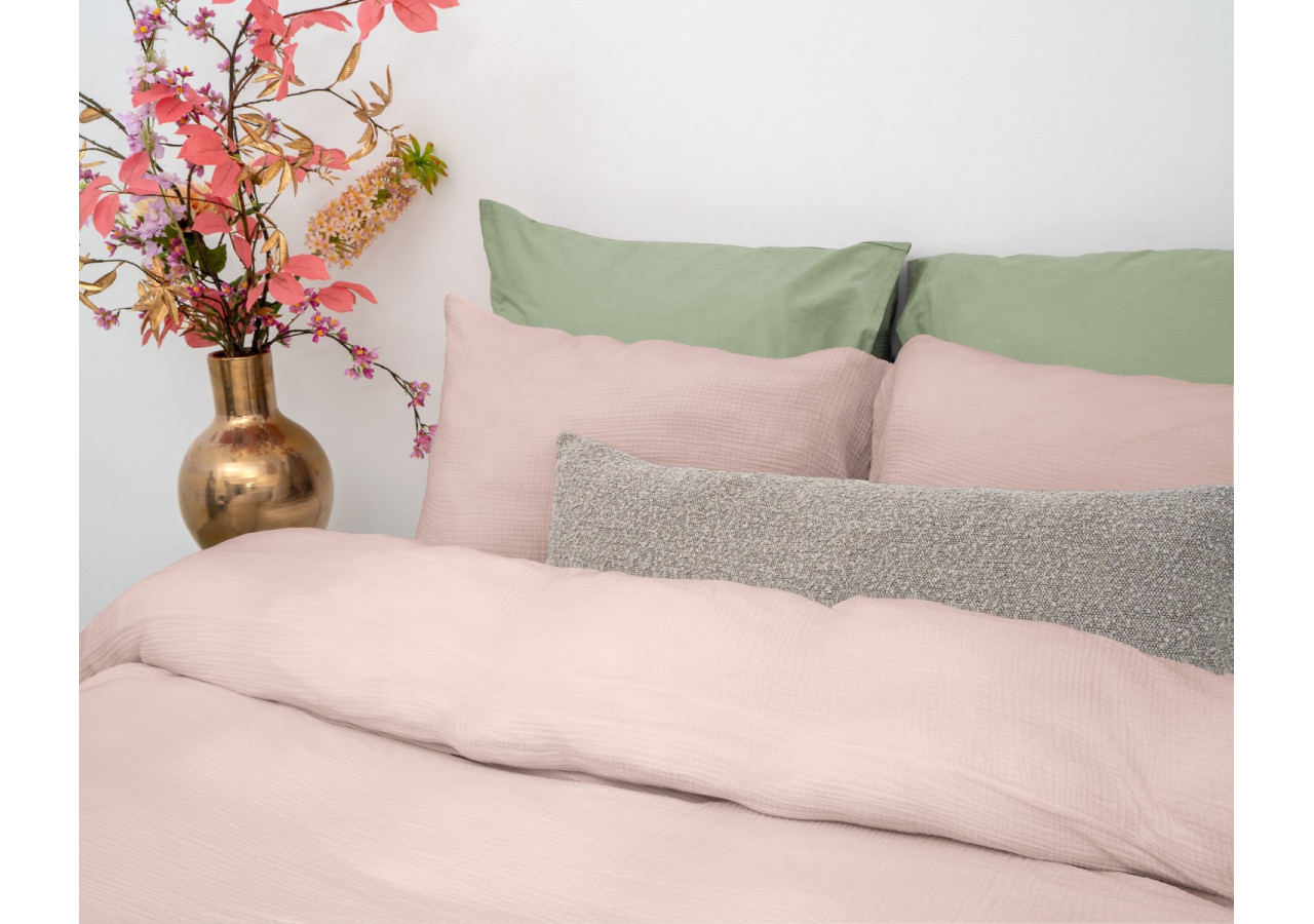 Housse de Couette Mousseline Rose - 140 x 220 cm en Coton - 17017058 - Dreamhouse