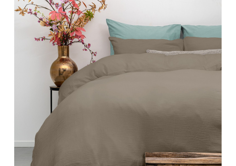 Housse de Couette Mousseline Taupe - Dimensions 200 x 220 cm - 17017056 - Dreamhouse Housse de Couette Mousseline Taupe - Dimensions 200 x 220 cm - 17017056 - Dreamhouse