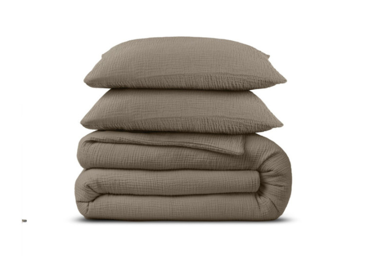 Housse de Couette Mousseline Taupe - Dimensions 240 x 220 cm - 17017057 - Dreamhouse