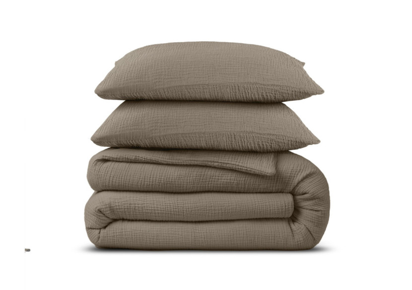 Housse de Couette Mousseline Taupe - Dimensions 240 x 220 cm - 17017057 - Dreamhouse Housse de Couette Mousseline Taupe - Dimensions 240 x 220 cm - 17017057 - Dreamhouse