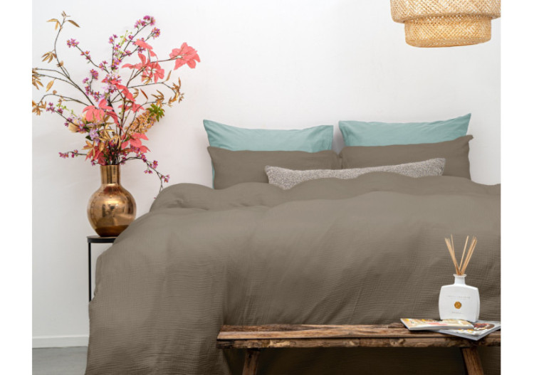 Housse de Couette Mousseline Taupe - Dimensions 240 x 220 cm - 17017057 - Dreamhouse 2