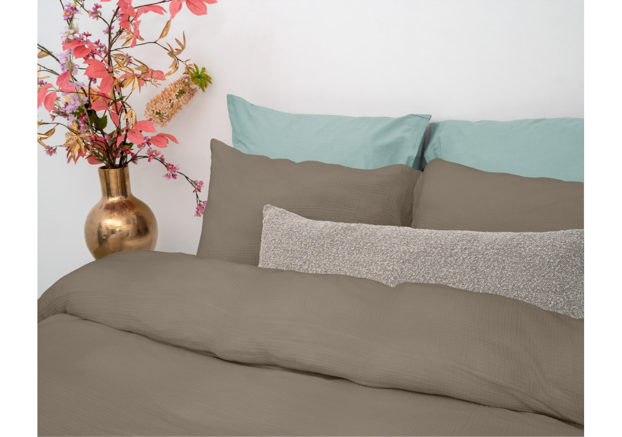 Housse de Couette Mousseline Taupe - Dimensions 240 x 220 cm - 17017057 - Dreamhouse
