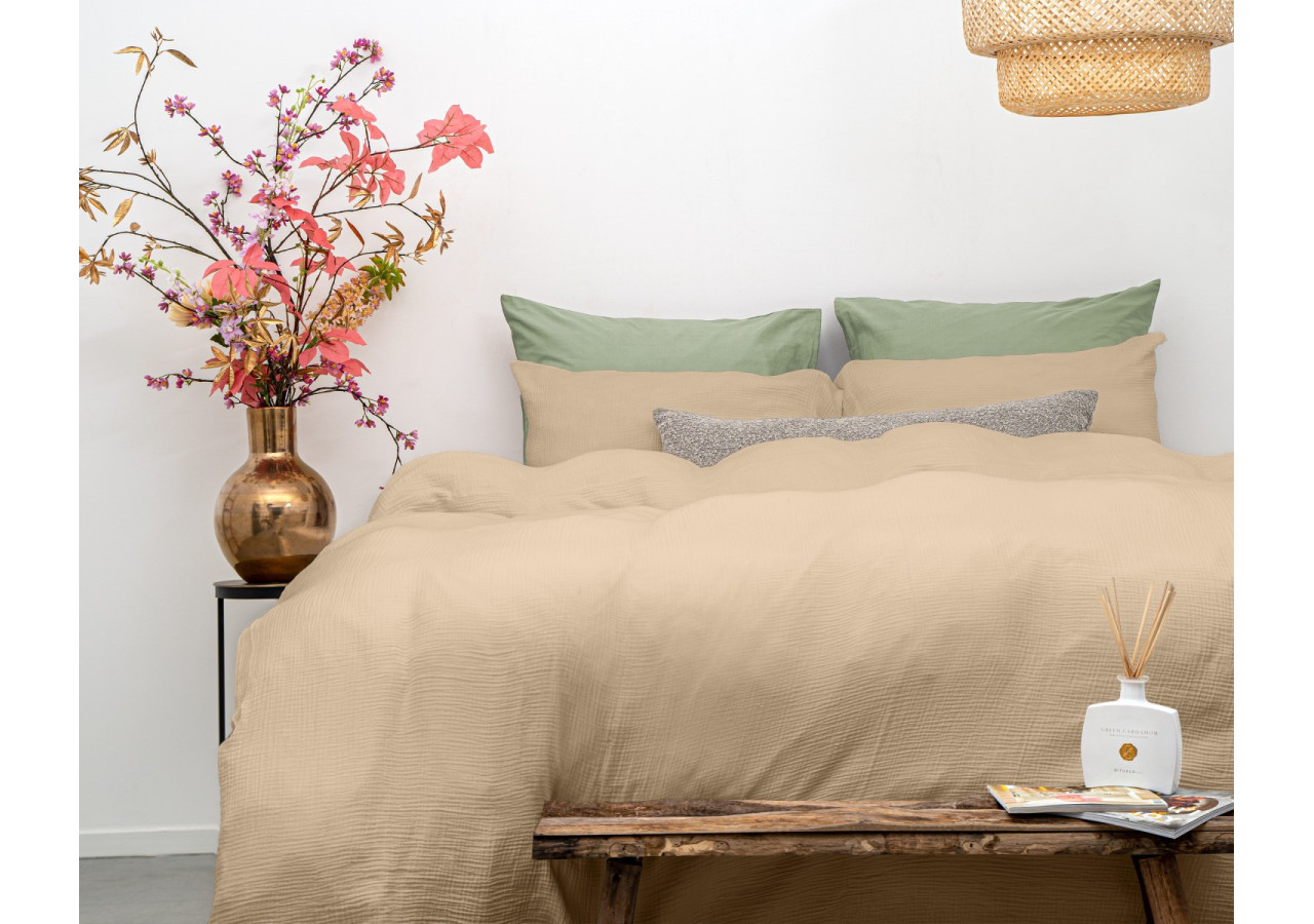 Housse de Couette Mousseline Zand - Dimensions 240 x 220 cm - 17017069 - Dreamhouse