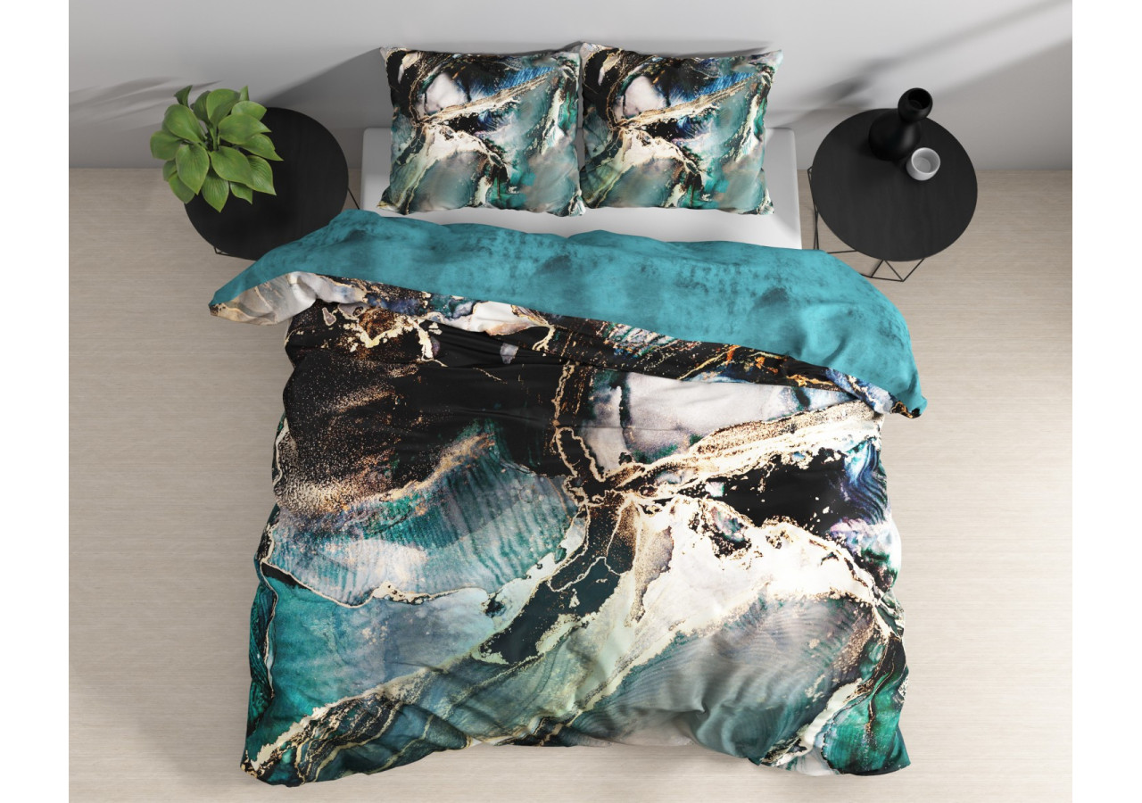 Housse de Couette Marble Nero - 140 x 220 cm en Coton-Satin - 17015845 - Sleeptime