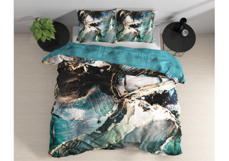 Housse de Couette Marble Nero - 200 x 220 cm en Coton-Satin - 17015846 - Sleeptime 2