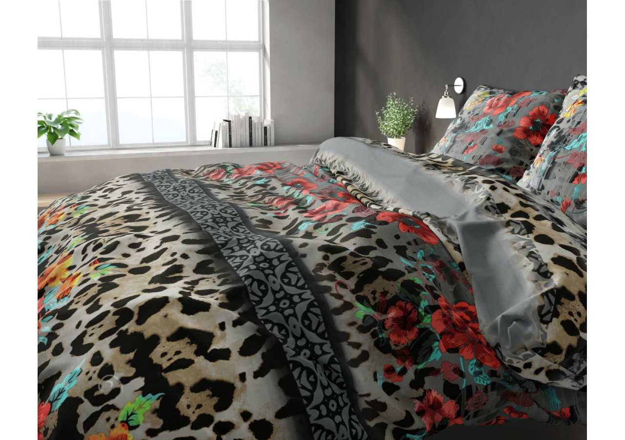 Linge de lit Panther Lacy Antraciet - 140 x 220 cm en coton doux et résistant - 15021754 - Sleeptime