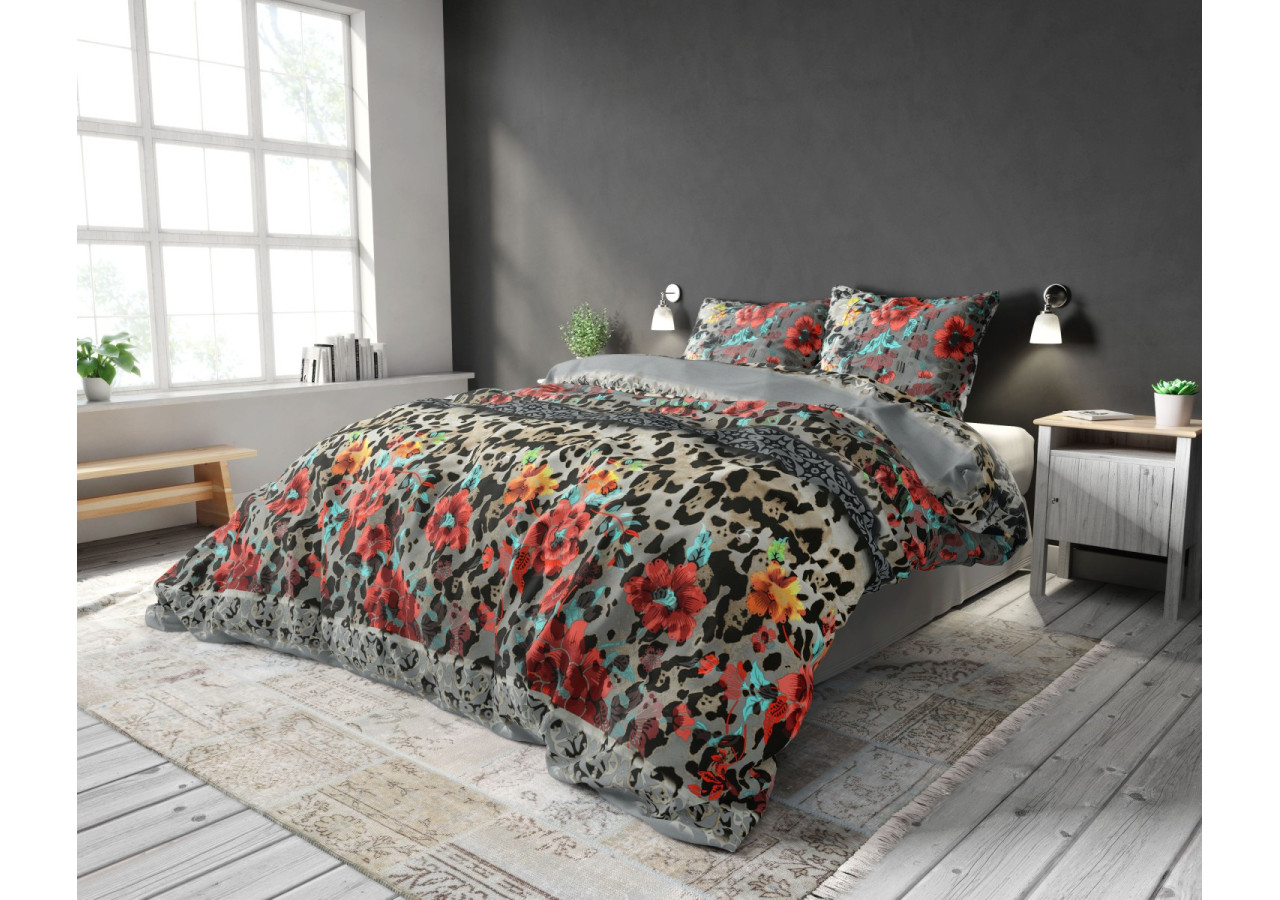 Linge de lit Panther Lacy Antraciet - 140 x 220 cm en coton doux et résistant - 15021754 - Sleeptime