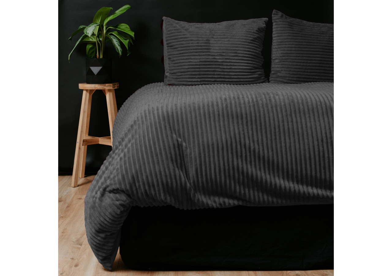 Housse de Couette Rib Teddy Antracite - 200 x 220 cm - 17017008 - Sleeptime