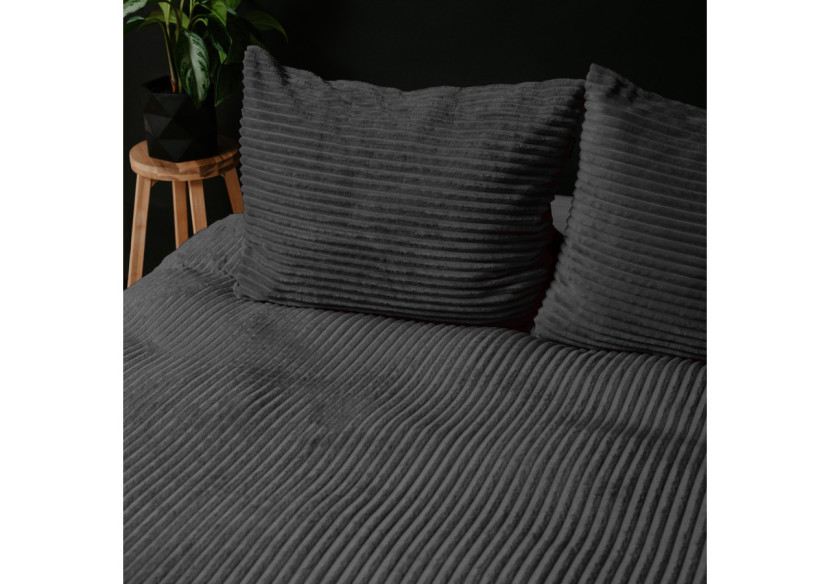 Housse de Couette Rib Teddy Antracite - 200 x 220 cm - 17017008 - Sleeptime
