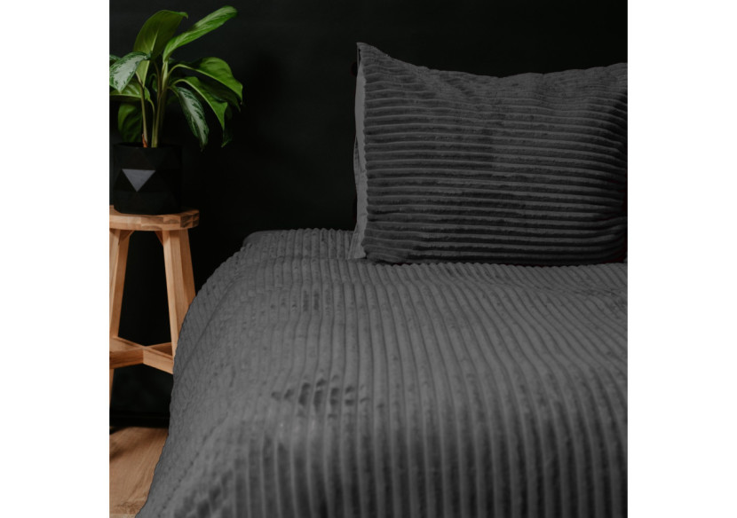 Housse de Couette Rib Teddy Antracite - 200 x 220 cm - 17017008 - Sleeptime