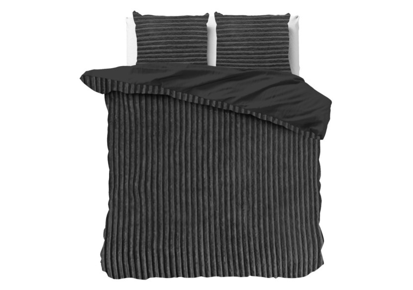 Housse de Couette Rib Teddy Antracite - 240 x 220 cm - 17017009 - Sleeptime
