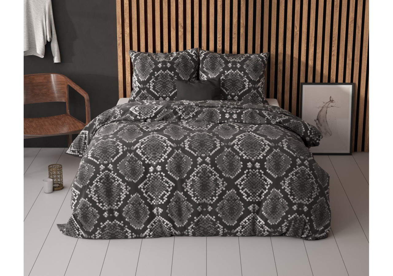 Housse de Couette Riley Antracite - 140 x 220 cm, Élégance et Douceur - 15026597 - Sleeptime