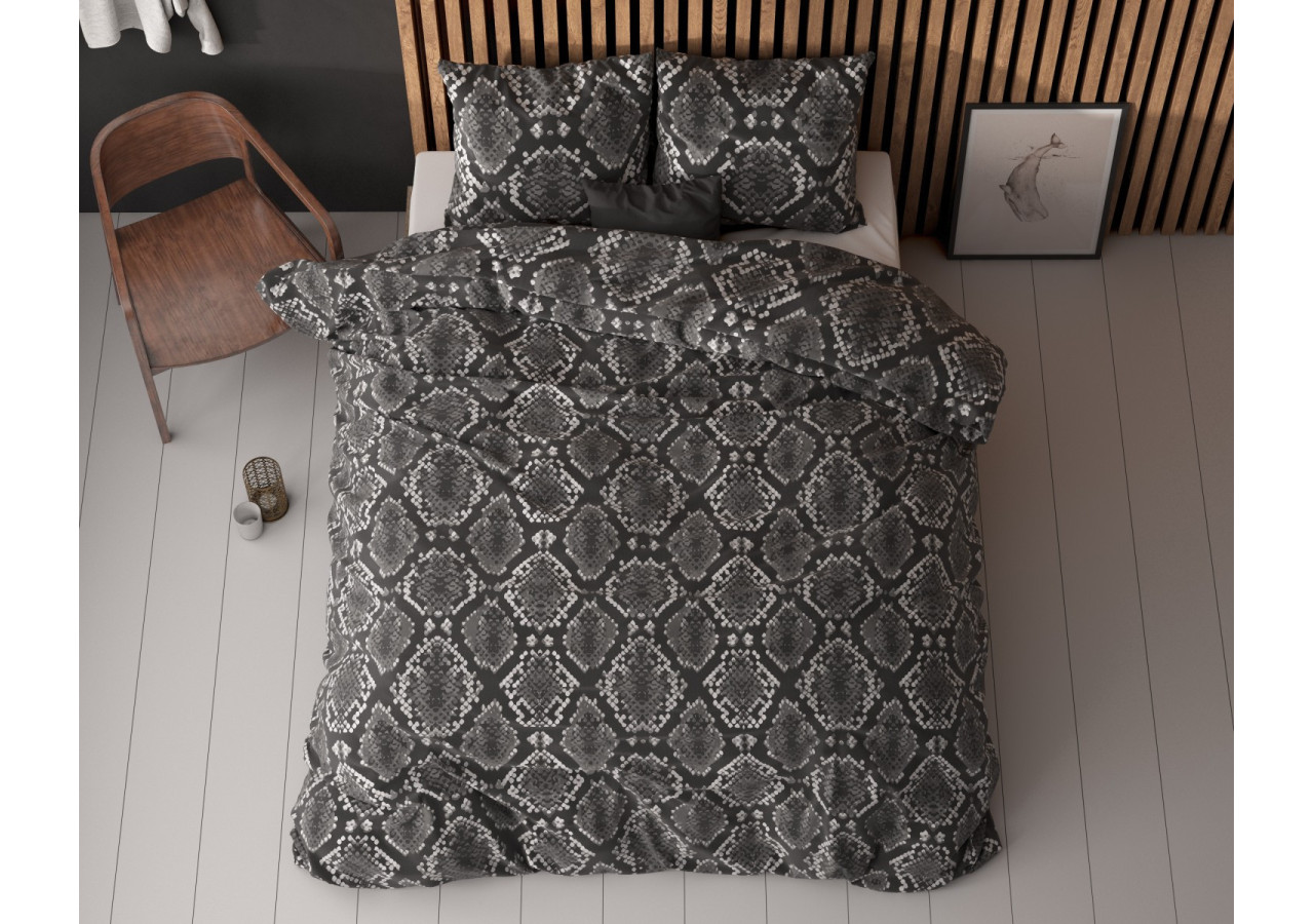 Housse de Couette Riley Antracite - 140 x 220 cm, Élégance et Douceur - 15026597 - Sleeptime