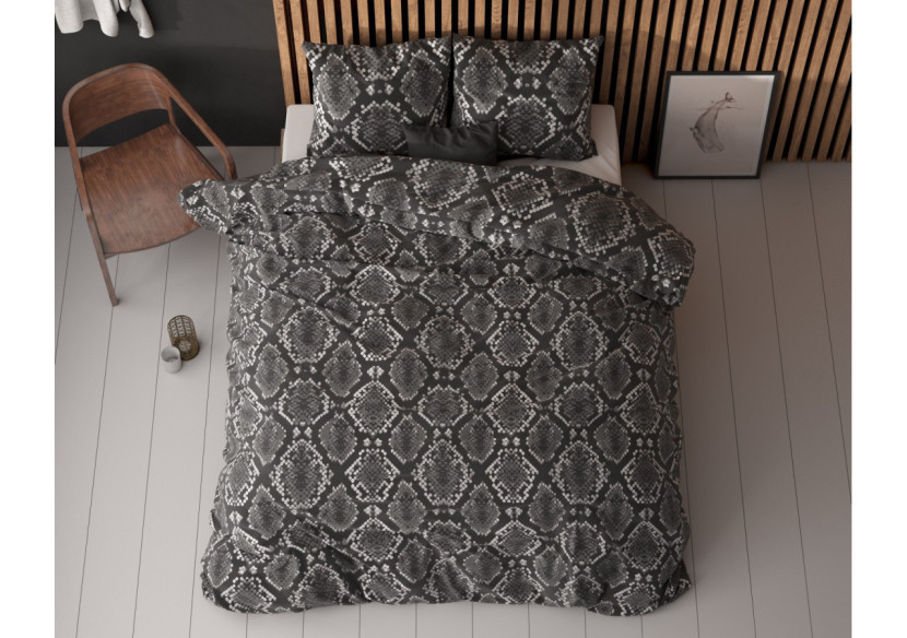 Housse de Couette Riley Antracite - 140 x 220 cm, Élégance et Douceur - 15026597 - Sleeptime