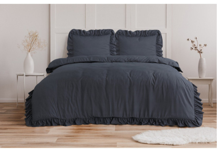 Housse de Couette Ruffles Antraciet - 200 x 200/220 cm - 17020190 - Sleeptime