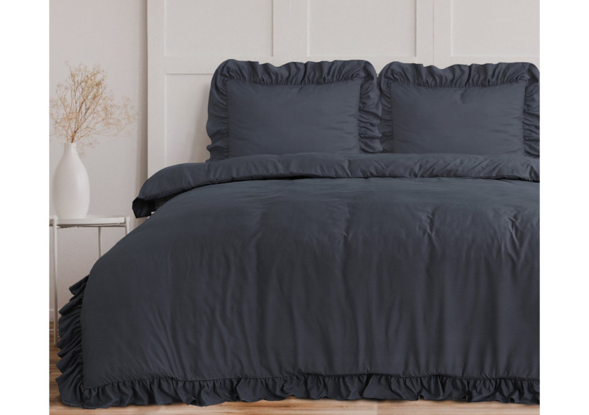 Housse de Couette Ruffles Antraciet - 240 x 200/220 cm - 17020191 - Sleeptime