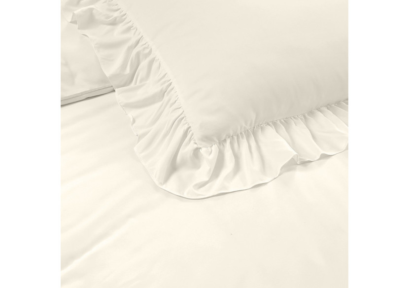 Housse de Couette Ruffles Crème - Microfibre 200 x 200/220 cm - 17020187 - Sleeptime