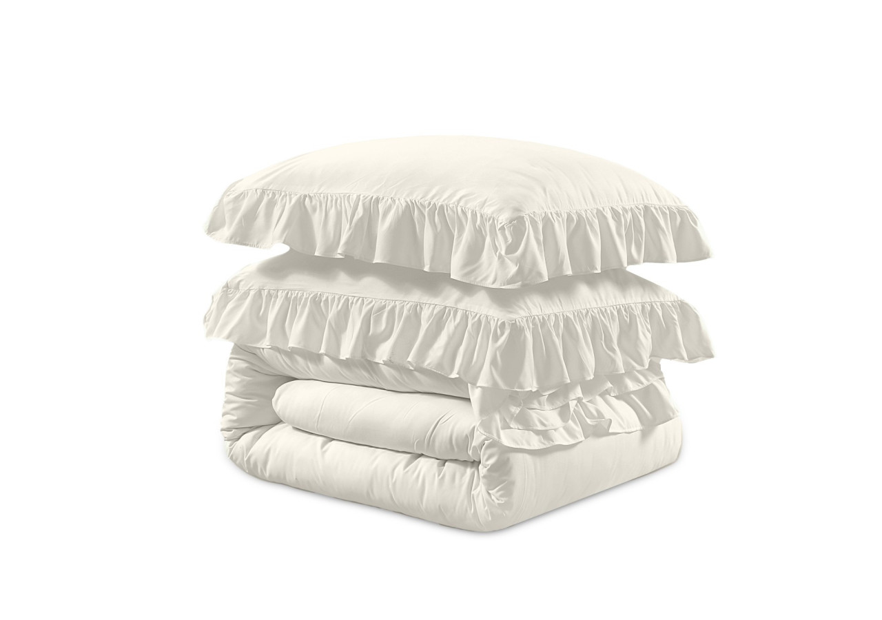 Housse de Couette Ruffles Crème - Microfibre 240 x 200/220 cm - 17020188 - Sleeptime