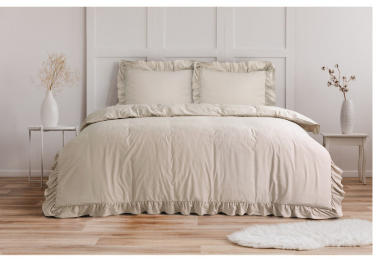 Housse de Couette Ruffles Taupe - Microfibre 140 x 200/220 cm - 17020183 - Sleeptime