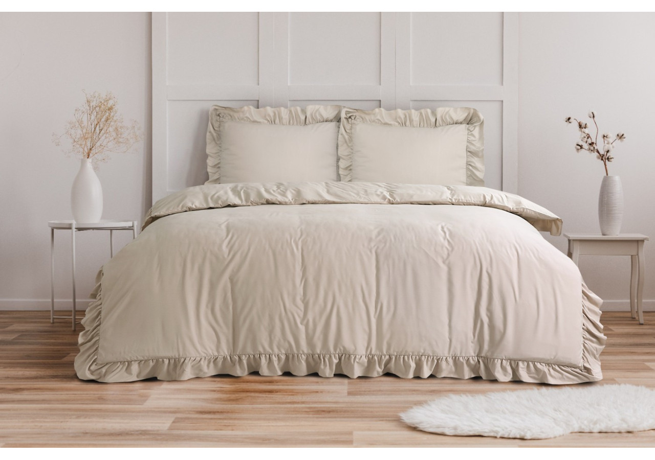Housse de Couette Ruffles Taupe - Microfibre 140 x 200/220 cm - 17020183 - Sleeptime