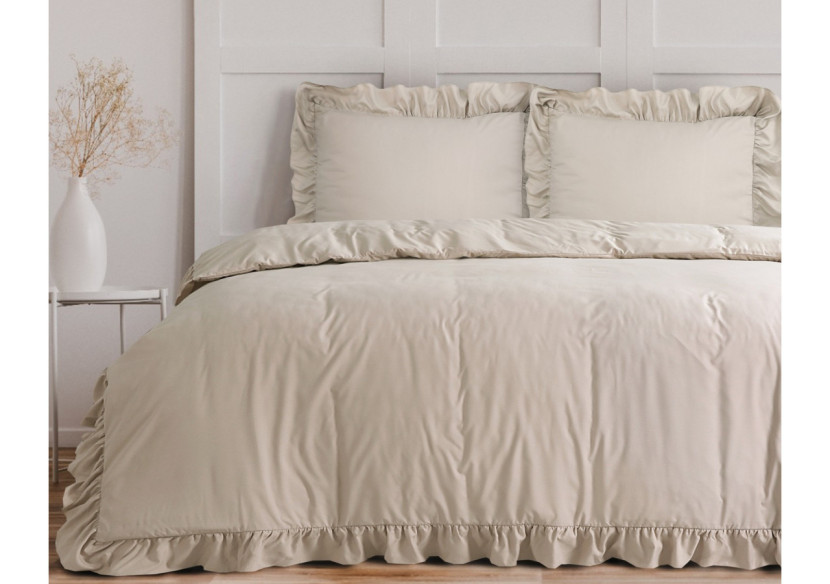 Housse de Couette Ruffles Taupe - Microfibre 140 x 200/220 cm - 17020183 - Sleeptime