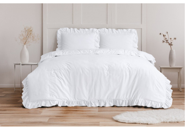 Housse de Couette Ruffles Blanc - Microfibre 140 x 200/220 cm - 17020180 - Sleeptime