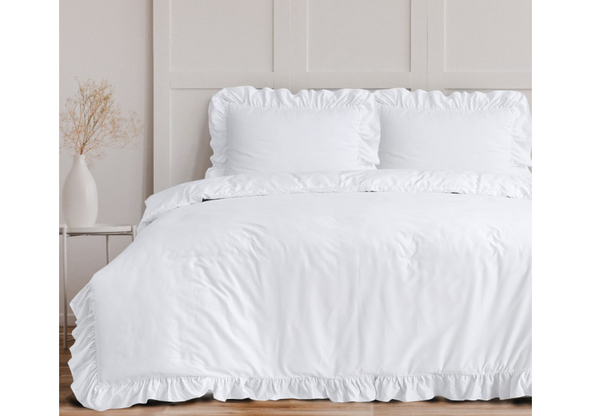 Housse de Couette Ruffles Blanc - Microfibre 140 x 200/220 cm - 17020180 - Sleeptime