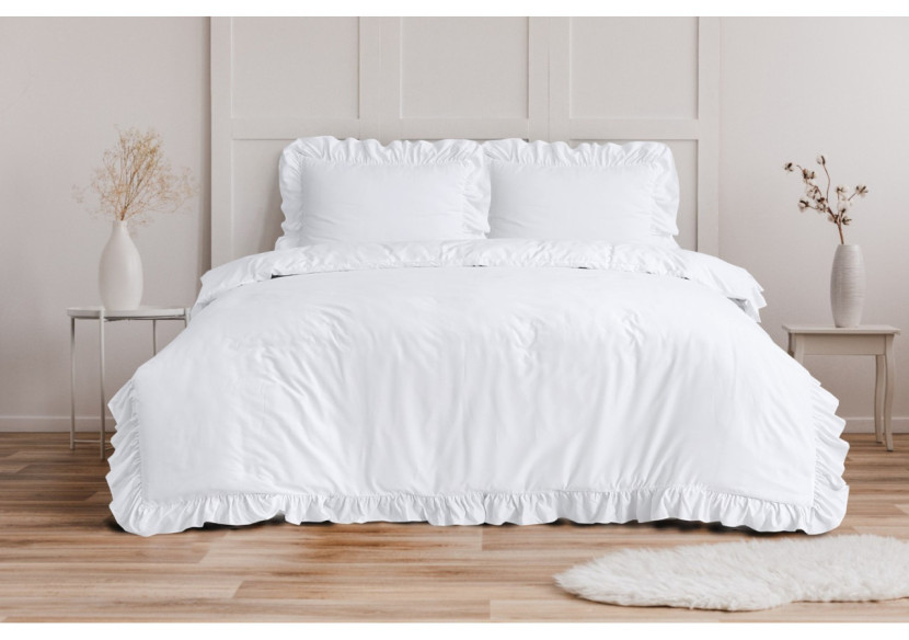 Housse de Couette Ruffles Blanc - Microfibre 200 x 200/220 cm - 17020181 - Sleeptime