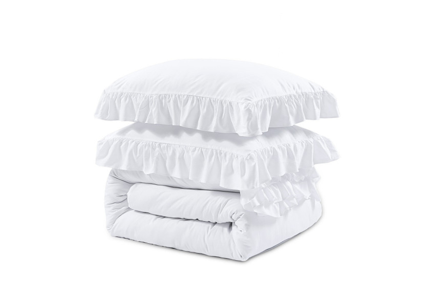 Housse de Couette Ruffles Blanc - Microfibre 200 x 200/220 cm - 17020181 - Sleeptime