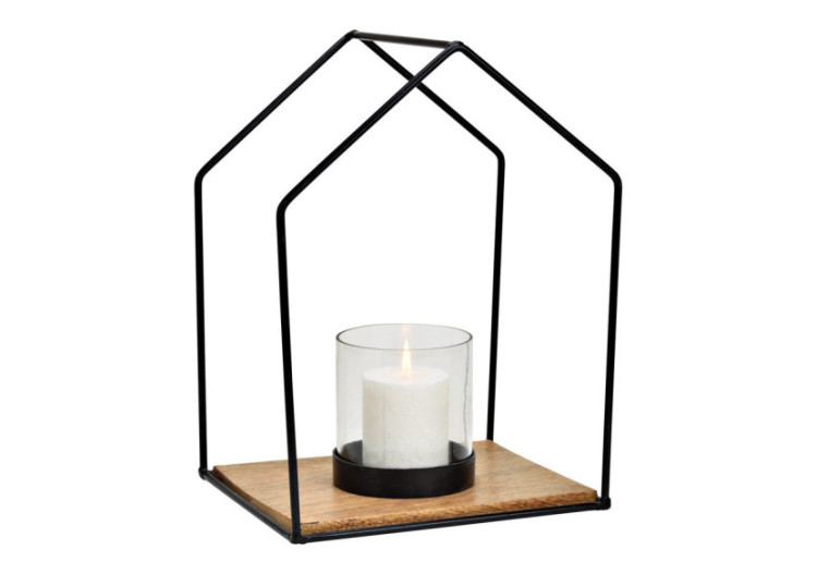 Lanterne en métal et verre - Noir 26x34x20cm - 10033063 - WURM