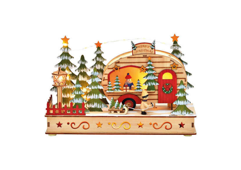 Scène hivernale avec wagon de Noël LED - Multicolore 28x18x10cm - 10033180 - WURM