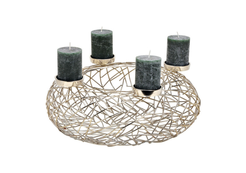 Couronne de l'Avent en métal - Panier argenté 44x17x44cm - 10033213 - WURM