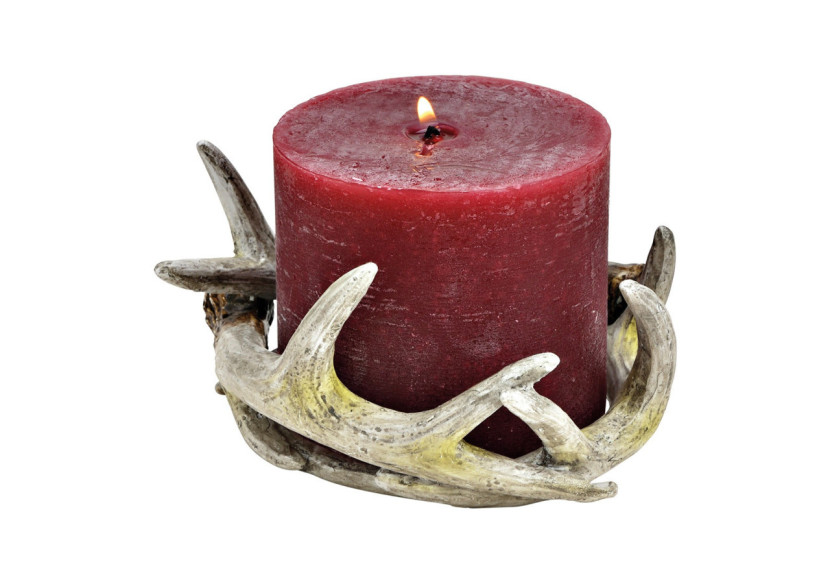 Bougeoir en forme de bois de cerf - Poly gris 16x8x16cm - 10033261 - WURM