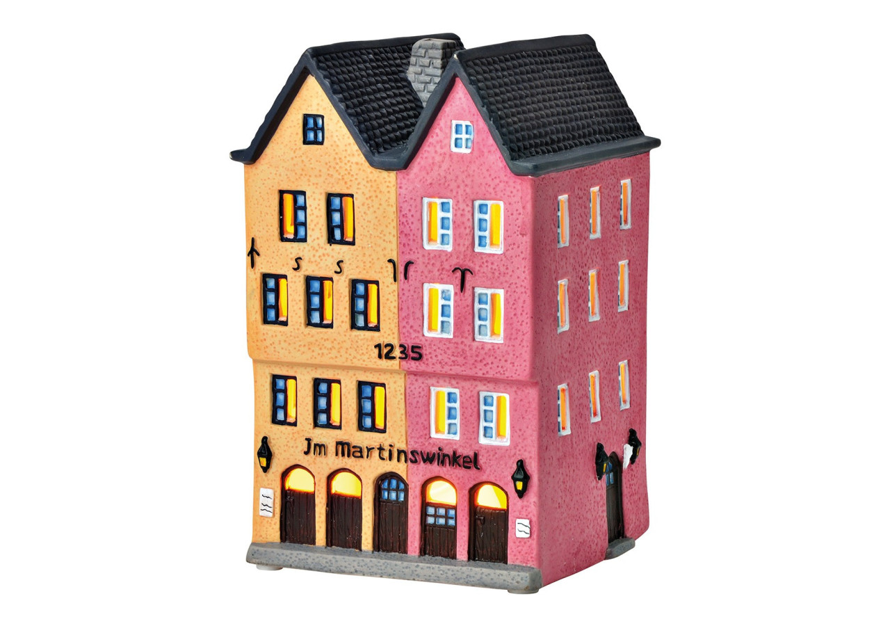 Maison lumineuse '1235 Im Martinswinkel' - Porcelaine jaune/rose 11x17x11cm - 10033302 - WURM