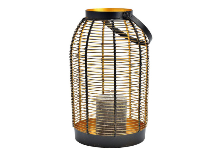 Lanterne en métal noir et doré - Dimensions 16x28x16cm - 10033426 - WURM