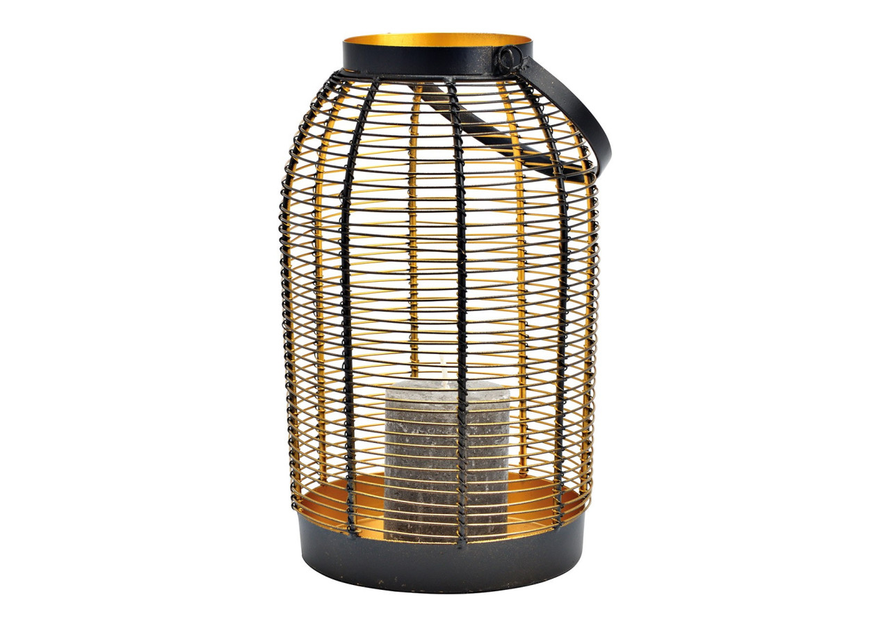 Lanterne en métal noir et doré - Dimensions 16x28x16cm - 10033426 - WURM