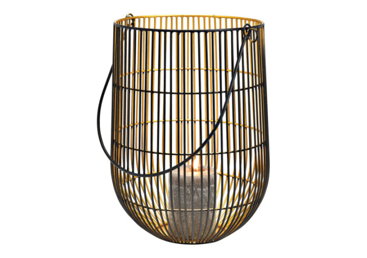 Lanterne en métal noir et doré - Dimensions 22x30x22cm - 10033437 - WURM