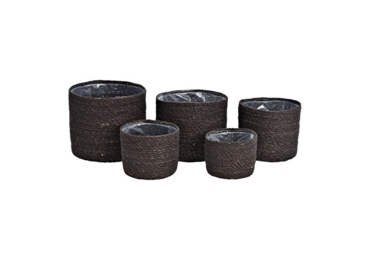 Set de 5 pots de fleurs en osier noir - Dimensions variées - 10033468 - WURM