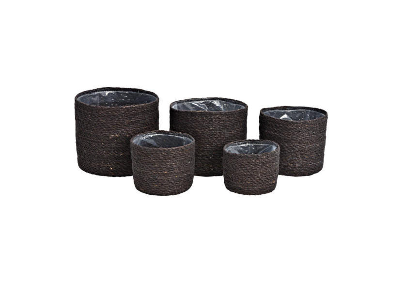 Set de 5 pots de fleurs en osier noir - Dimensions variées - 10033468 - WURM Set de 5 pots de fleurs en osier noir - Dimensions variées - 10033468 - WURM