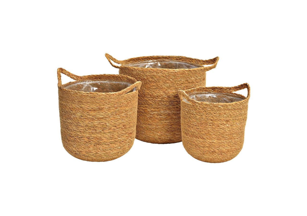 Set de 3 pots de fleurs en osier naturel - Dimensions variées - 10033471 - WURM
