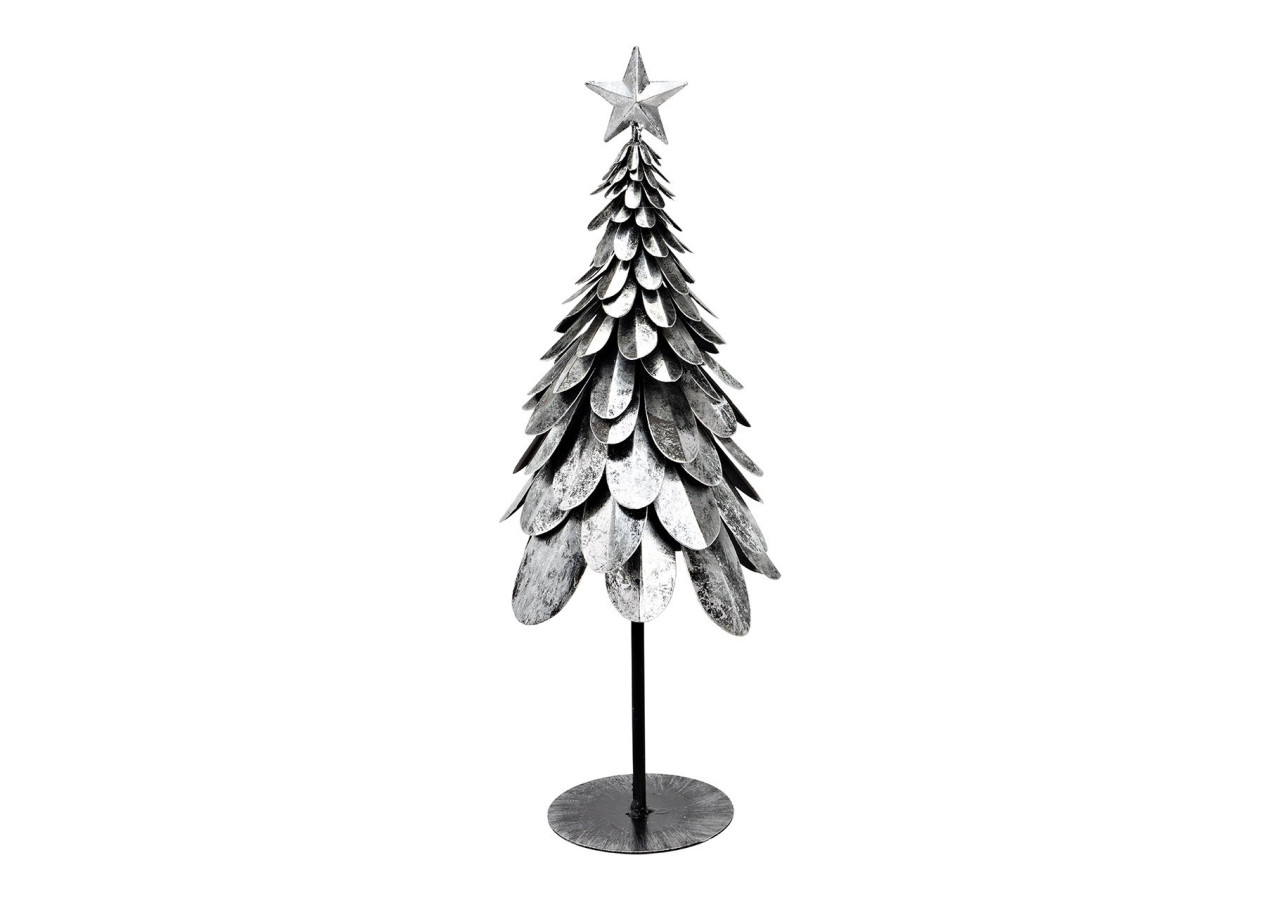 Sapin en Métal Argenté - 22 x 50 x 22 cm - 10033651 - WURM