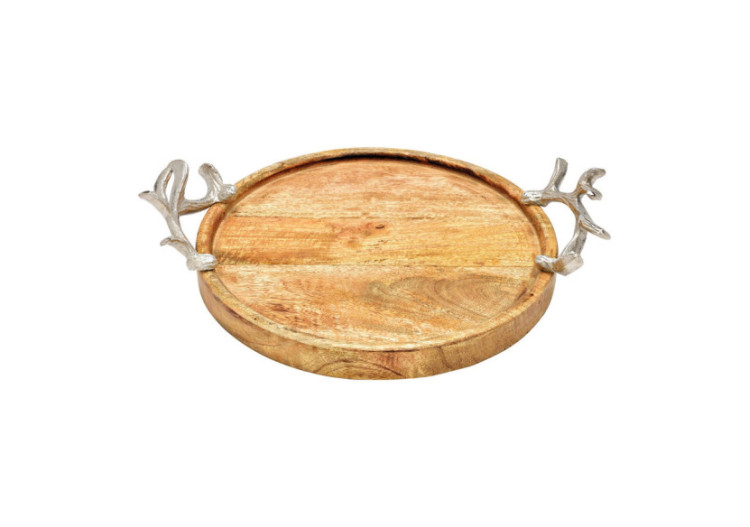 Plateau Décoratif en Bois de Mangue avec Poignées en Métal - 38 x 8 x 29 cm - 10033677 - WURM