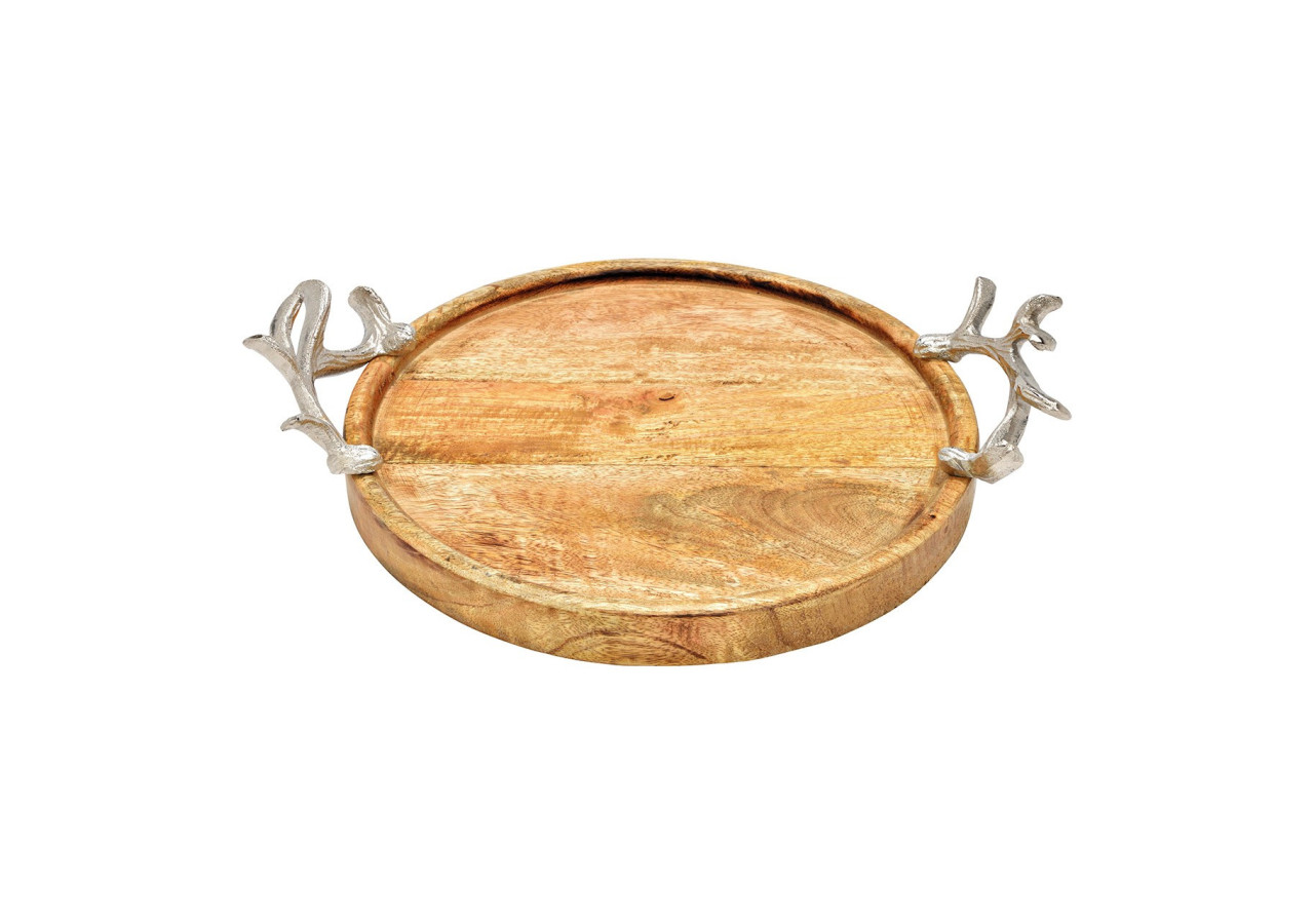Plateau Décoratif en Bois de Mangue avec Poignées en Métal - 38 x 8 x 29 cm - 10033677 - WURM