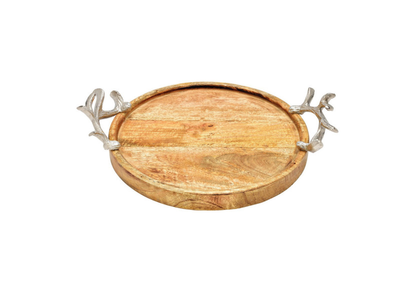 Plateau Décoratif en Bois de Mangue avec Poignées en Métal - 38 x 8 x 29 cm - 10033677 - WURM