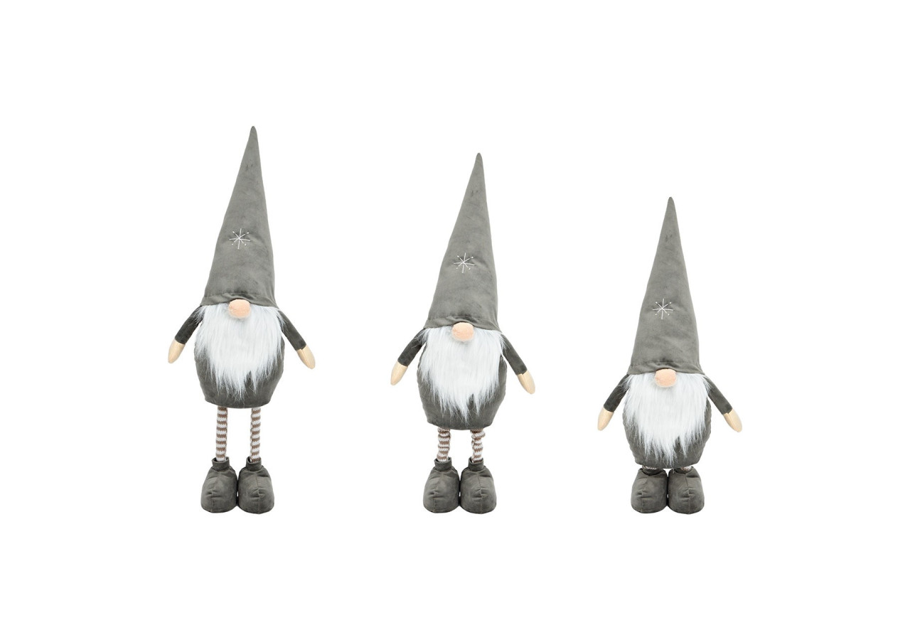 Lutin avec Jambes Télescopiques en Textile Gris - 24 x 57/70 x 15 cm - 10033696 - WURM