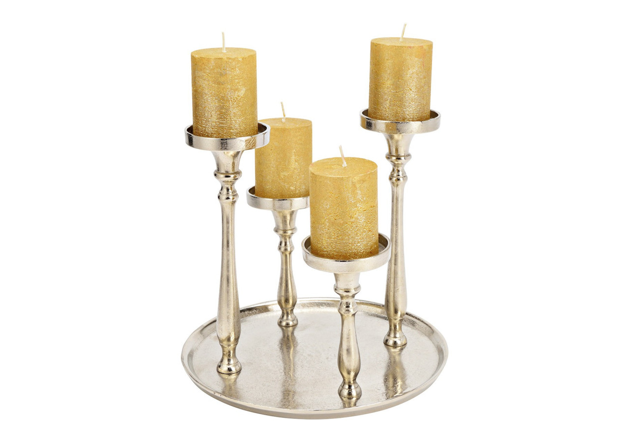 Centre de table de l'Avent - Support argenté pour 4 bougies 29 x 27 x 29cm - 10033776 - WURM