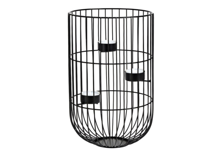 Bougeoir en métal noir - Pour 3 bougies chauffe-plat 18x28x18cm - 10033905 - WURM