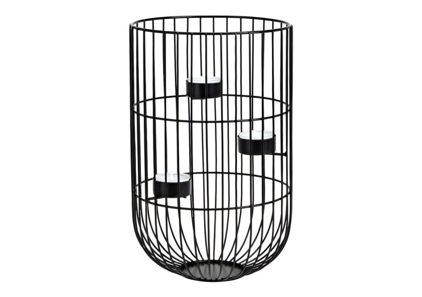 Bougeoir en métal noir - Pour 3 bougies chauffe-plat 18x28x18cm - 10033905 - WURM