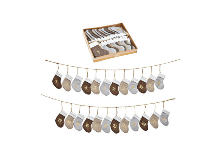 Calendrier de l'Avent en textile - 24 chaussettes brunes 9 x 14cm, 220cm - 10033996 - WURM