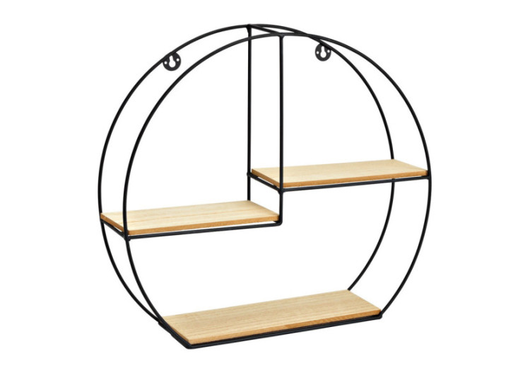 Étagère murale en métal - Bois noir 40 x 35 x 10 cm - 10034087 - WURM